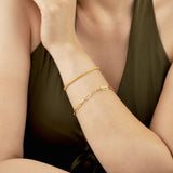 Close up picture of bracelet on a woman's arm