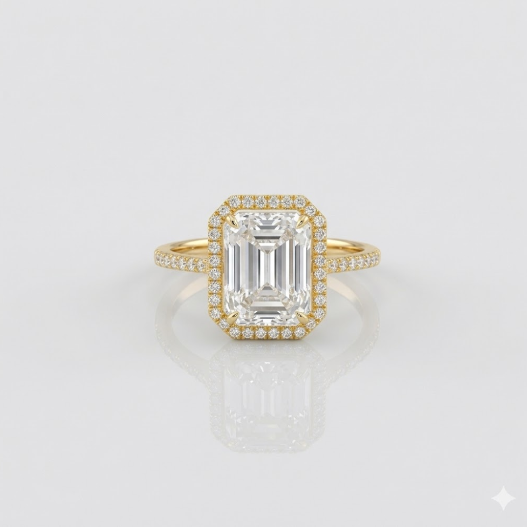 Emerald Cut Moissanite Ring