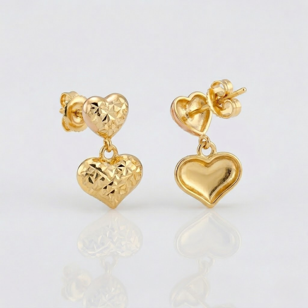 Two-Layer Diacut Heart Stud Earrings