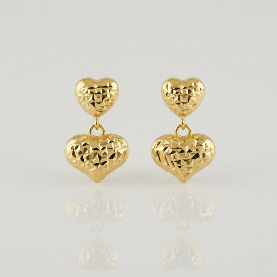 Two-Layer Diacut Heart Stud Earrings