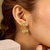 Two-Layer Diacut Heart Stud Earrings